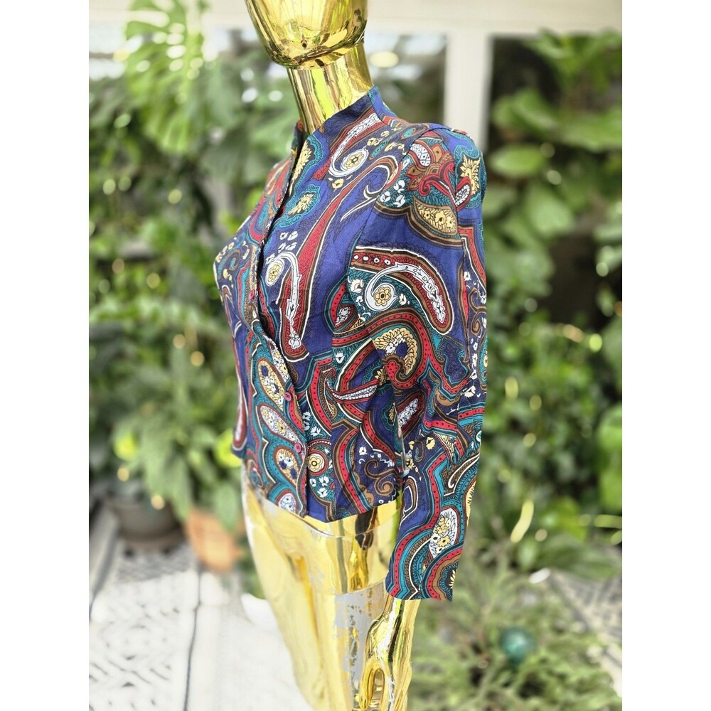 Vtg François Viannay Paris Anastasia Blouse Women’s 36 (S) 100% Wool Paisley - Picture 3 of 12